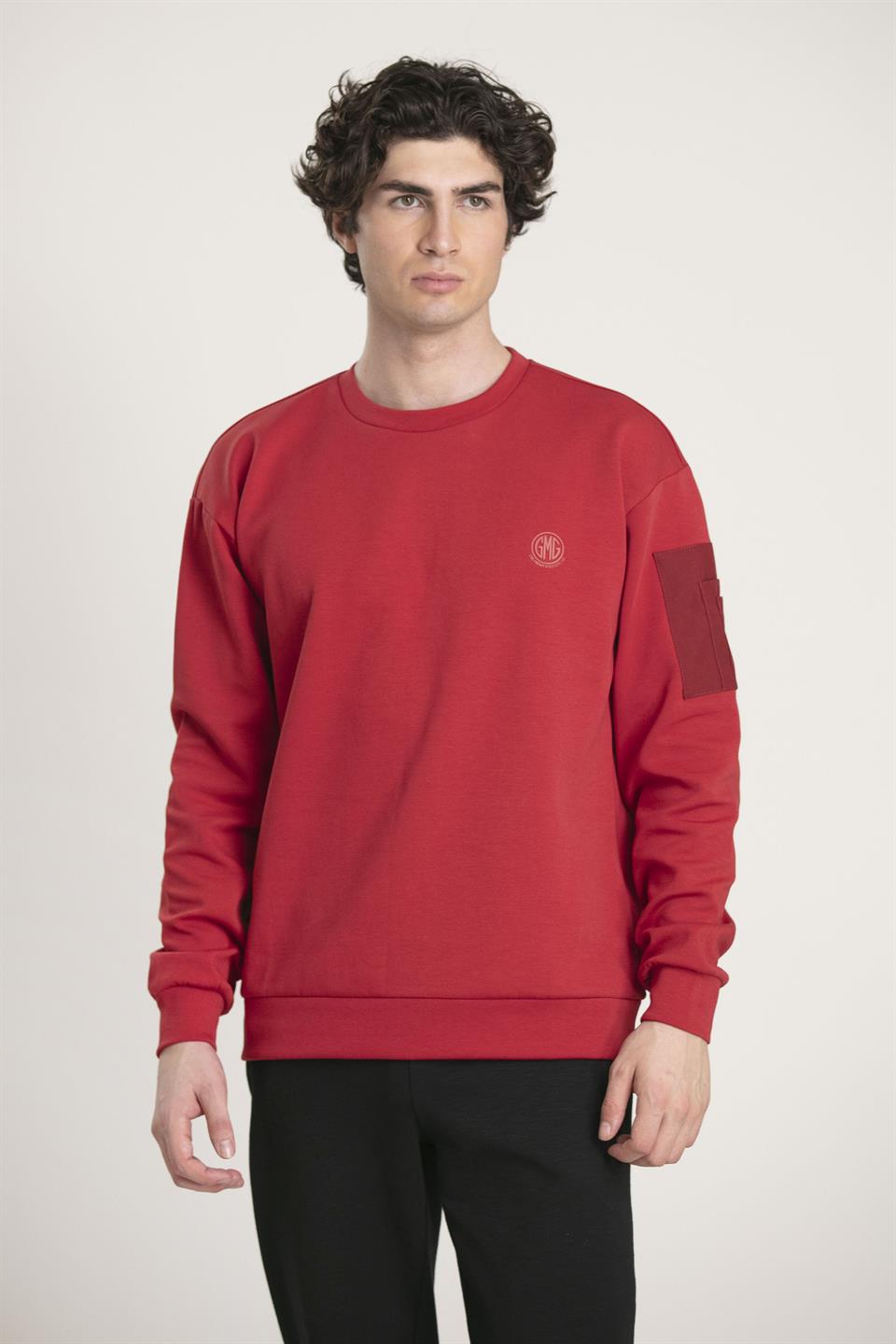 Bisiklet Yaka Cep Tasarımlı Erkek Sweatshirt