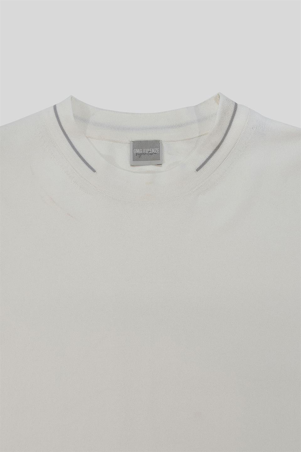 Bisiklet Yaka Çizgi Detaylı Triko Erkek Kazak