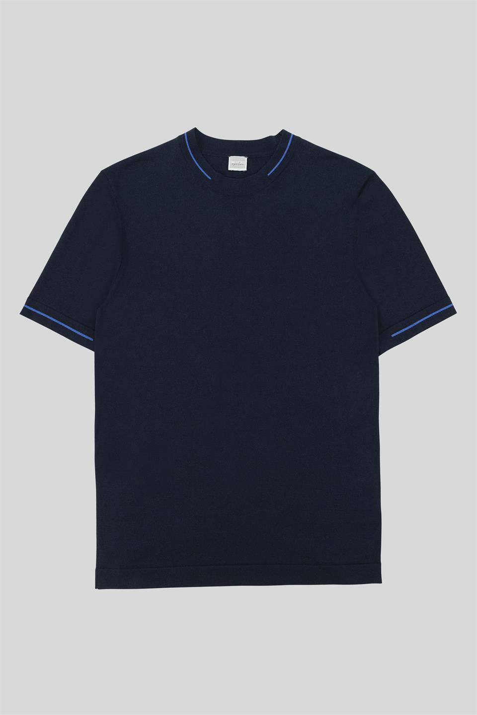 Bisiklet Yaka Çizgi Detaylı Triko Erkek Kazak