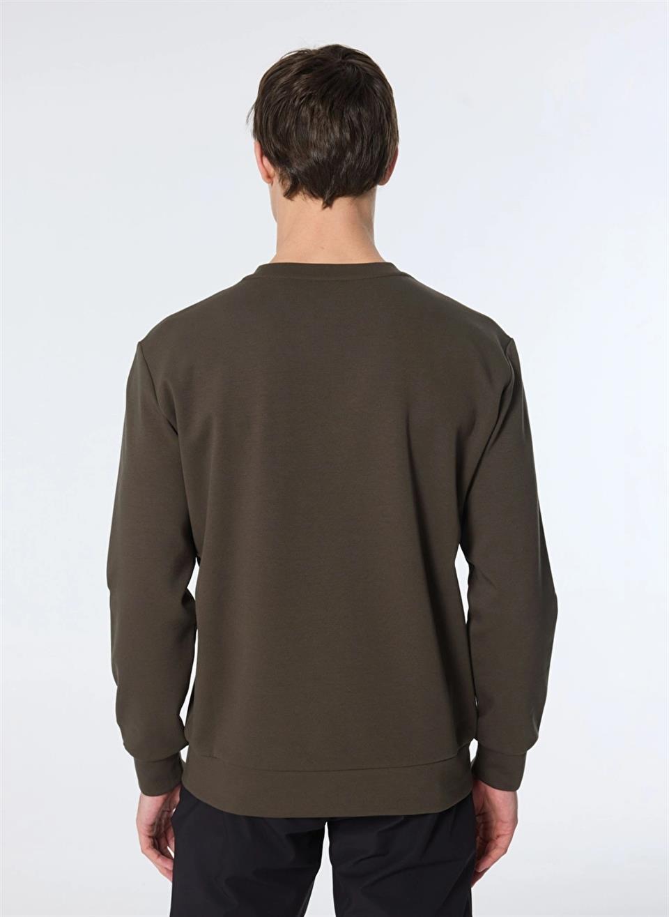 Bisiklet Yaka Dalga Baskılı Erkek Sweatshirt