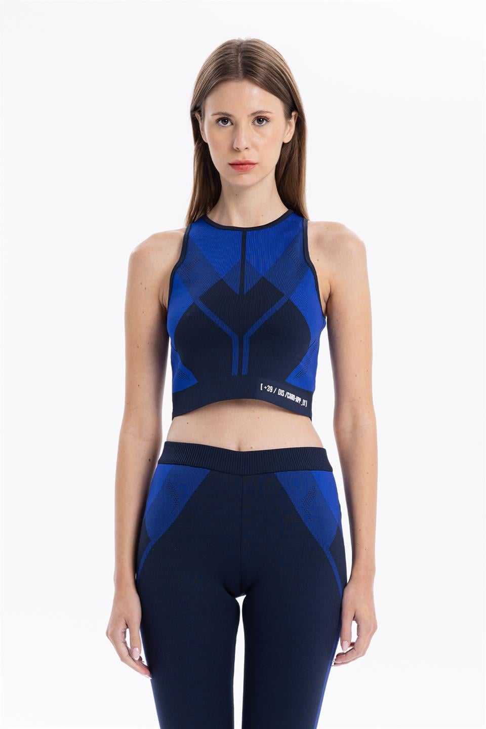 Bisiklet Yaka Desenli Midi Top Crop