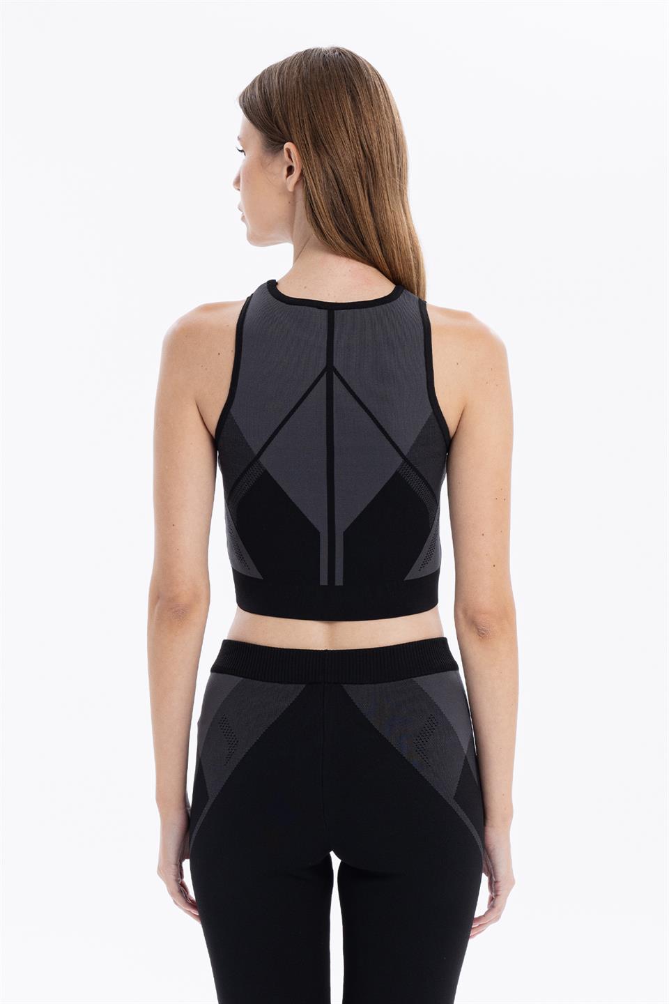 Bisiklet Yaka Desenli Midi Top Crop