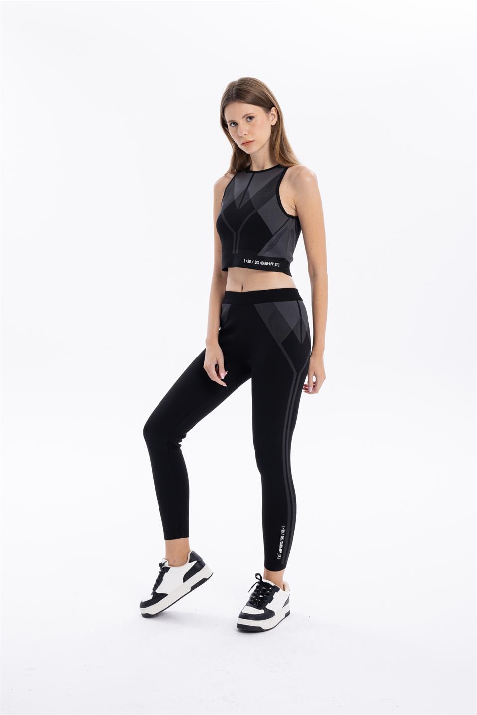 Bisiklet Yaka Desenli Midi Top Crop