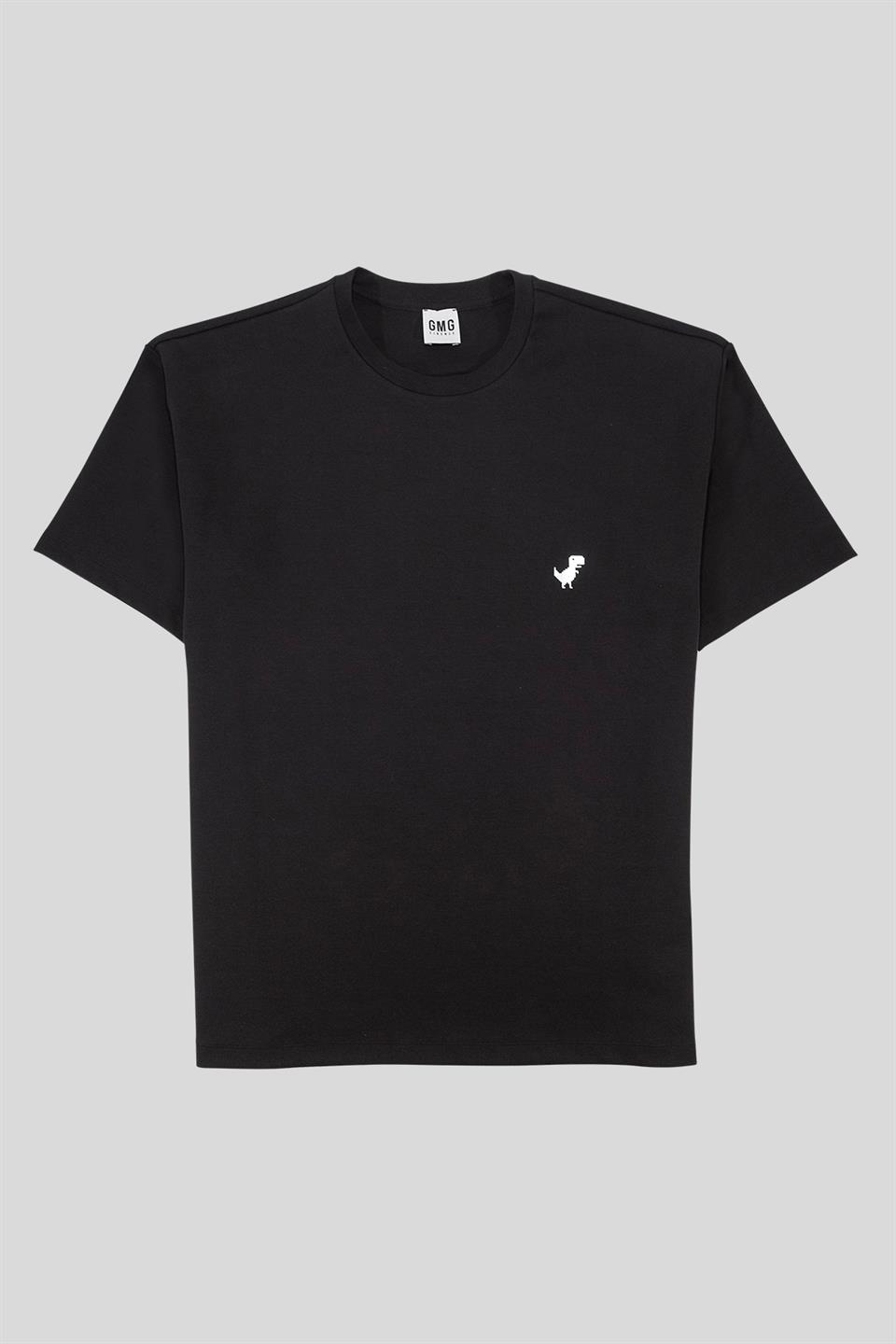 Bisiklet Yaka Dinozor Baskılı Oversize Erkek T-shirt