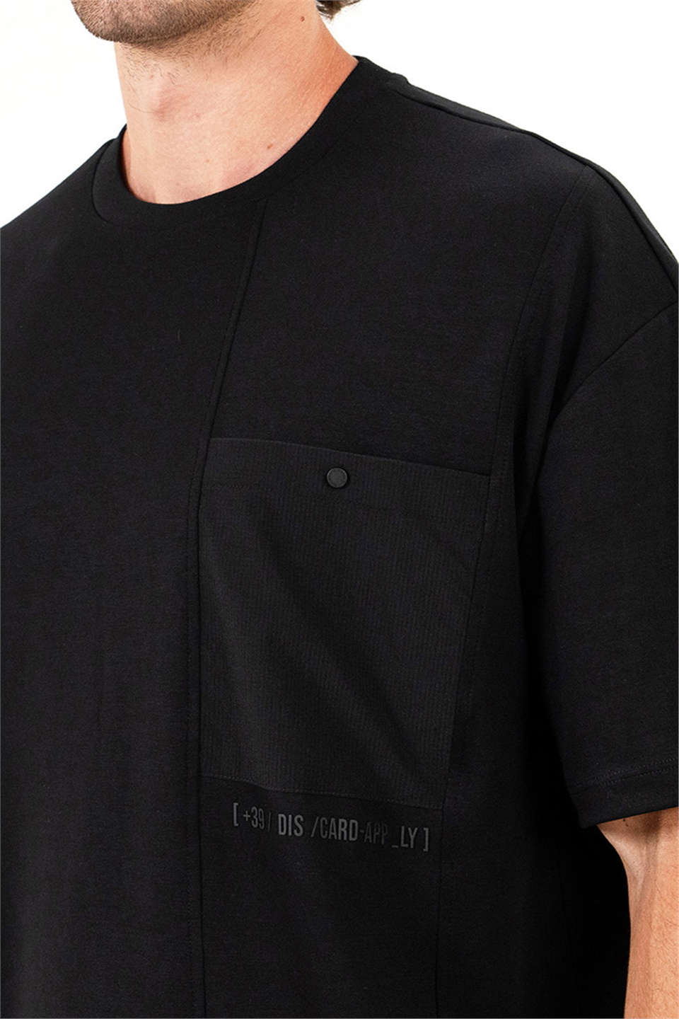 Bisiklet Yaka Garni Cepli Cep Altı Baskılı Erkek T-shirt