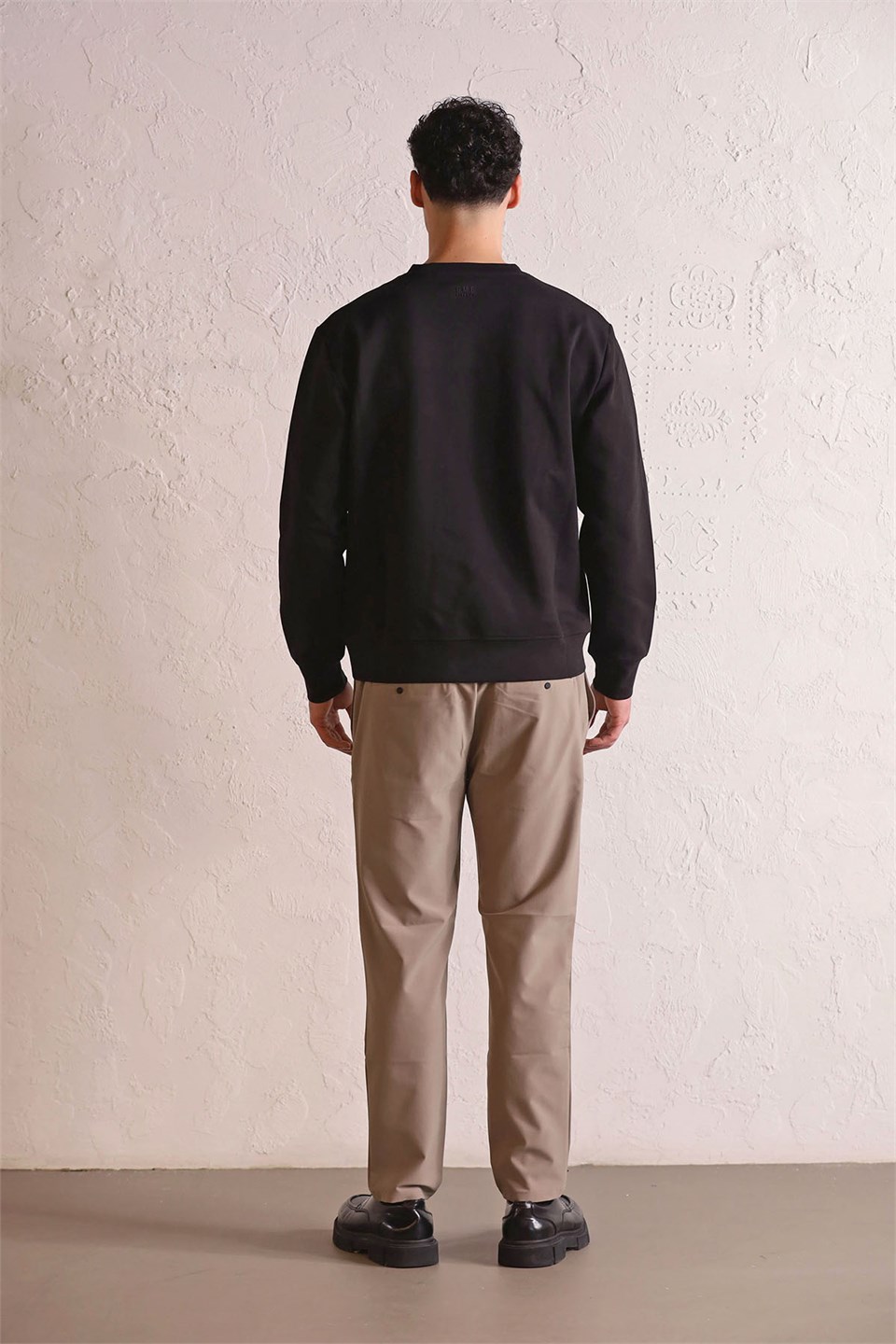 Bisiklet Yaka Geometrik Baskılı Erkek Sweatshirt