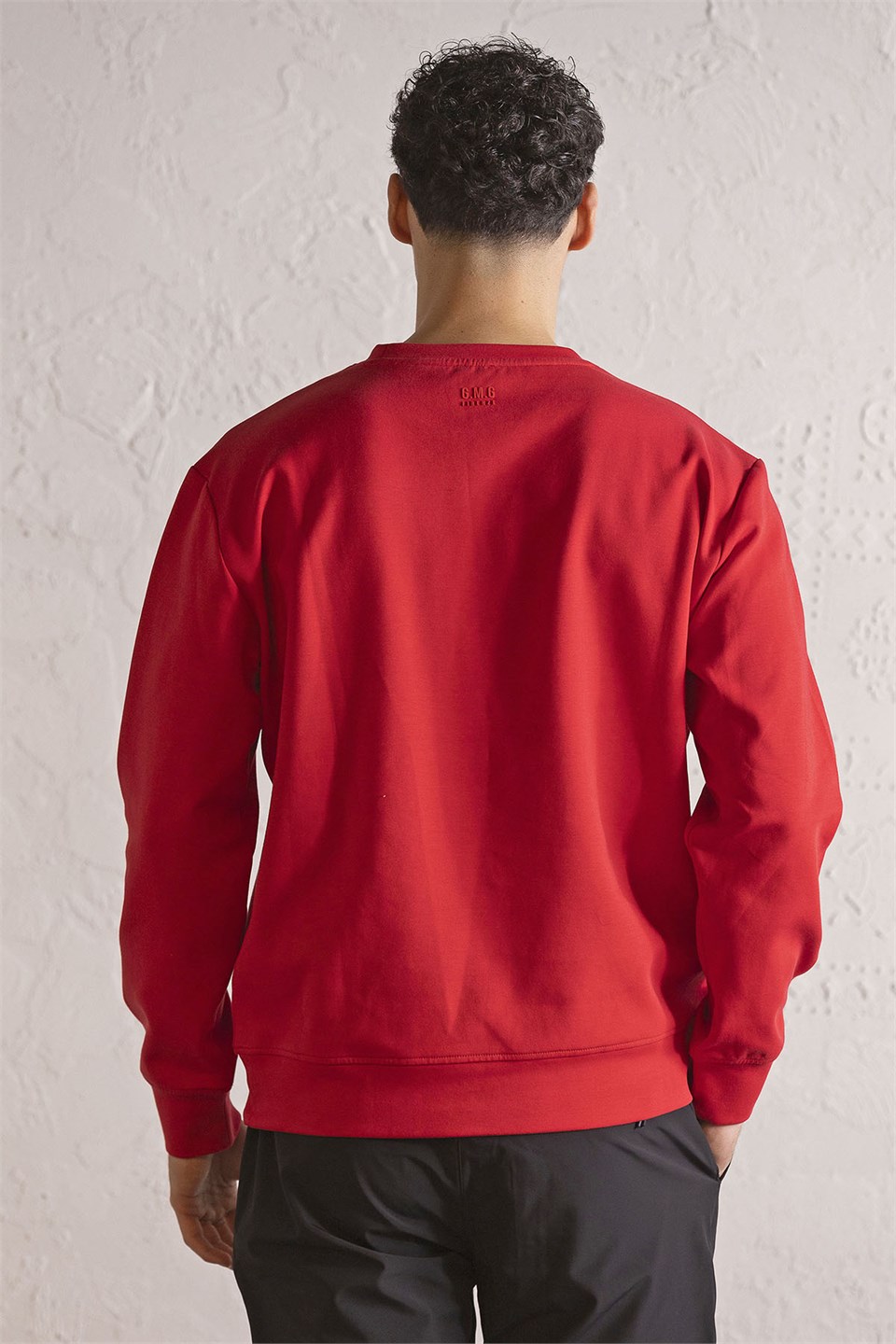 Bisiklet Yaka Geometrik Baskılı Erkek Sweatshirt