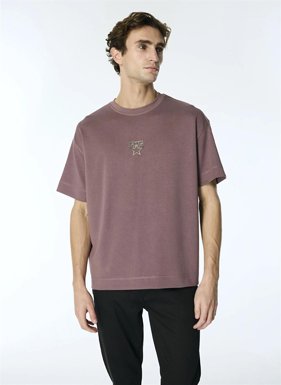 Bisiklet Yaka GMG Yıldız Baskılı Oversize Erkek T-shirt