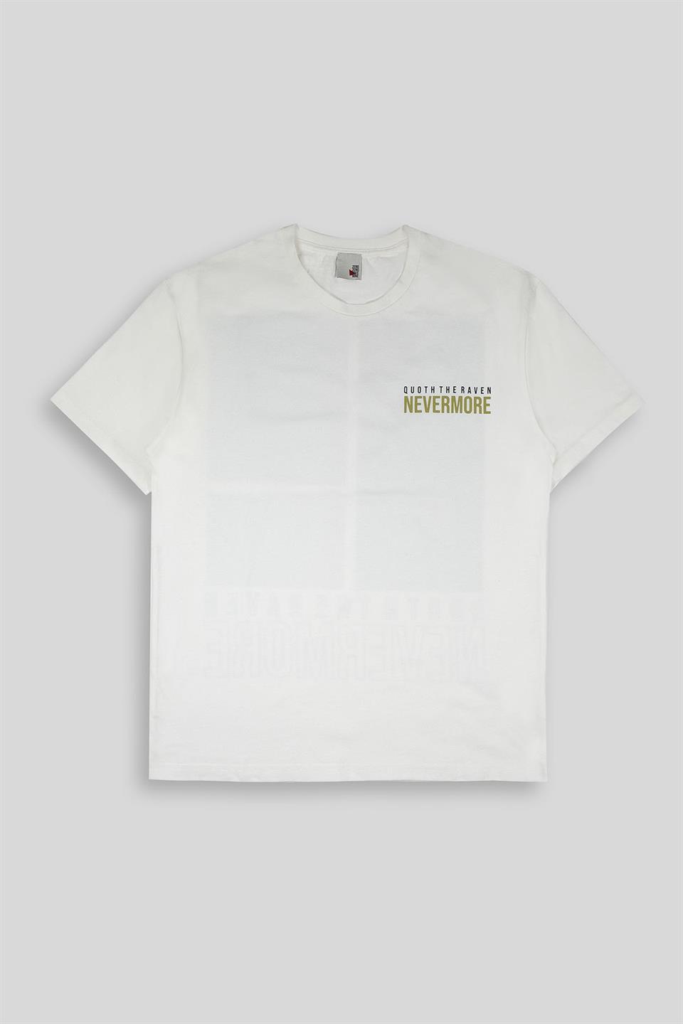 Bisiklet Yaka Göğsü Garni ve Baskı Detaylı Erkek T-shirt