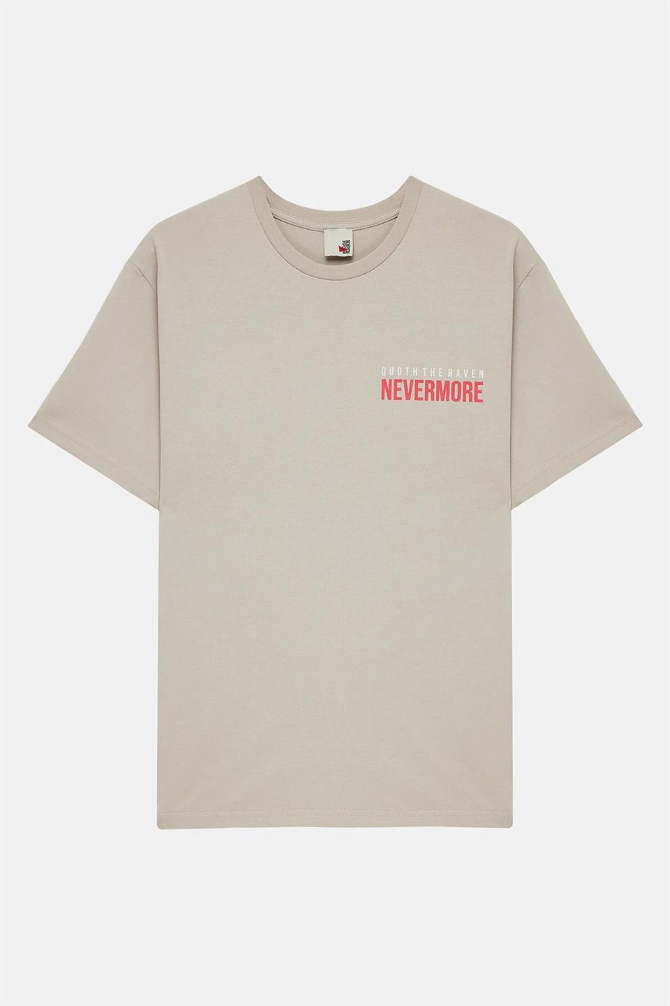 Bisiklet Yaka Göğsü Garni ve Baskı Detaylı Erkek T-shirt