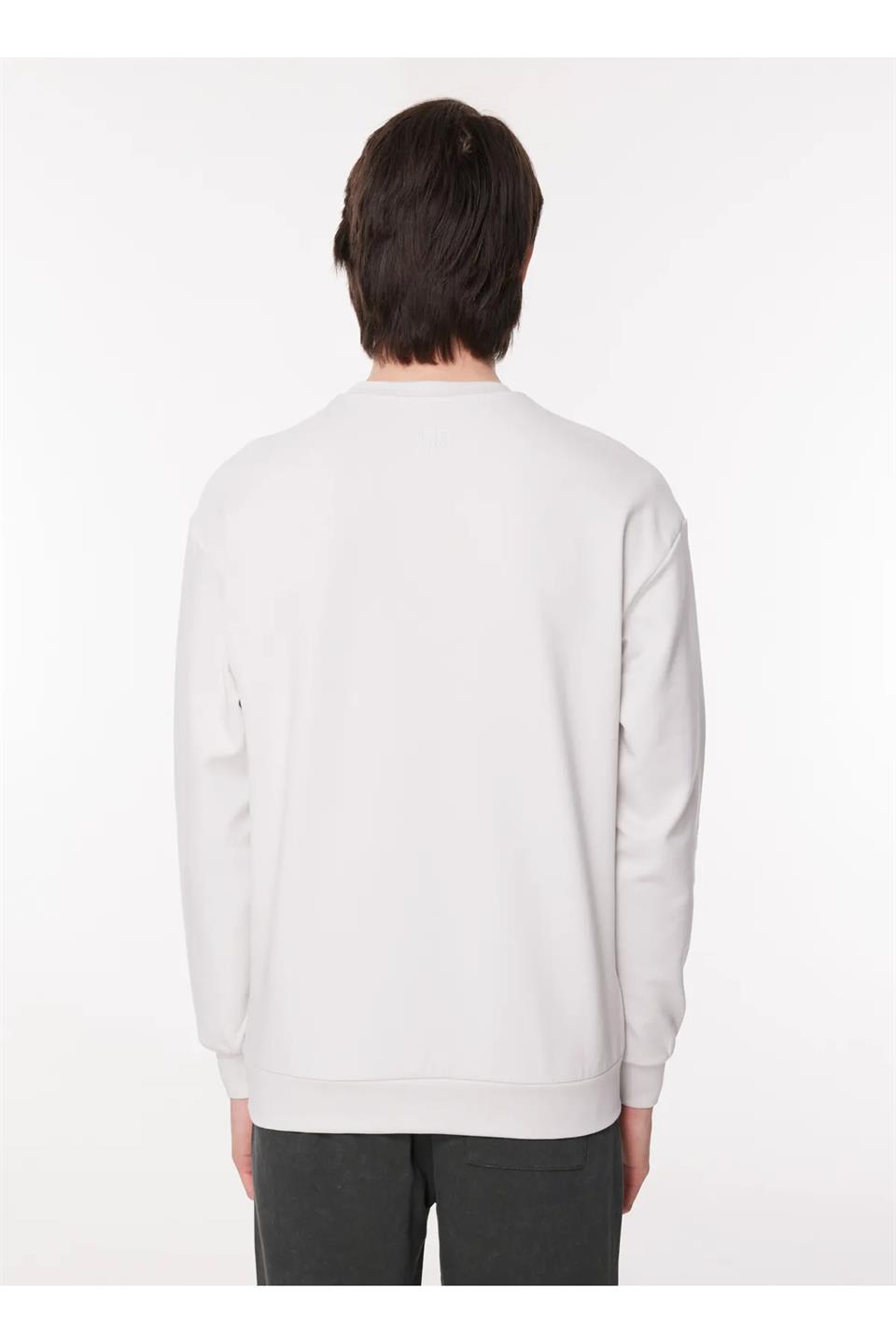 Bisiklet Yaka Göğüs Baskılı Erkek Sweatshirt