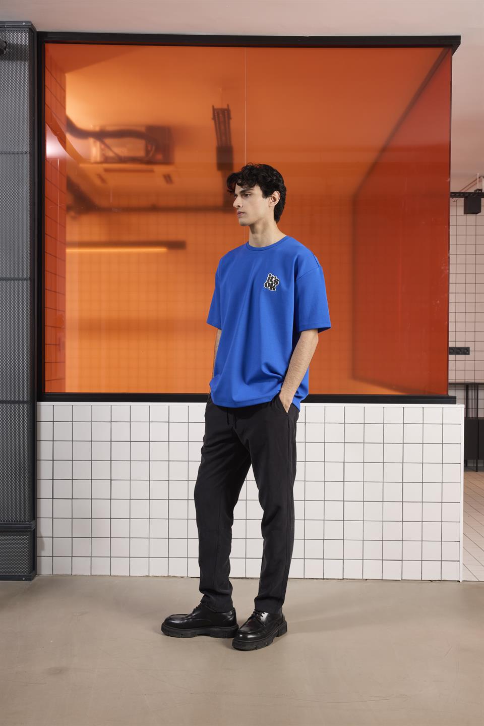 Bisiklet Yaka ITS OK Baskılı Erkek T-shirt