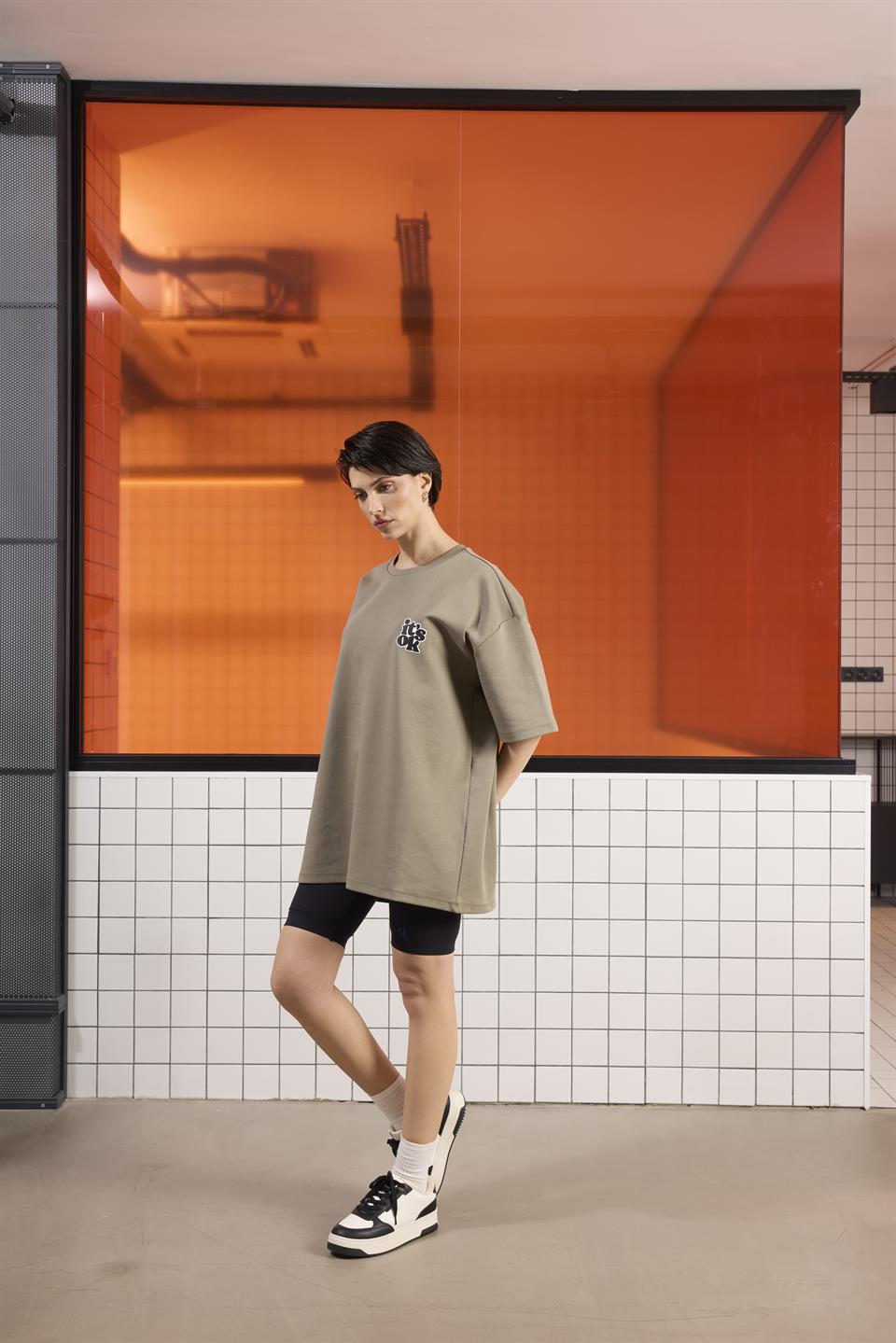 Bisiklet Yaka ITS OK Baskılı Erkek T-shirt