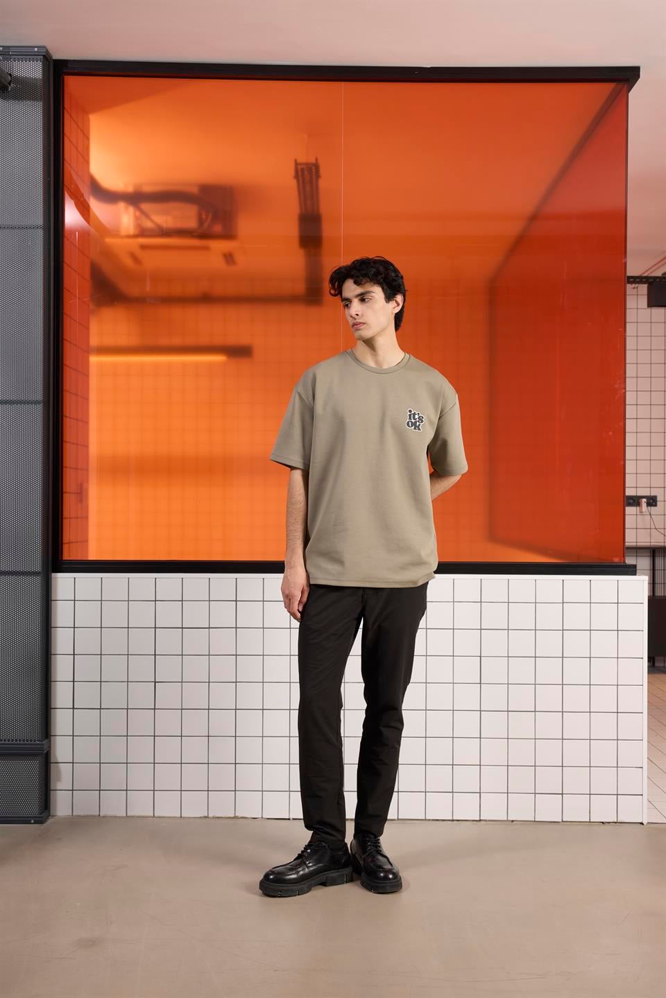 Bisiklet Yaka ITS OK Baskılı Erkek T-shirt