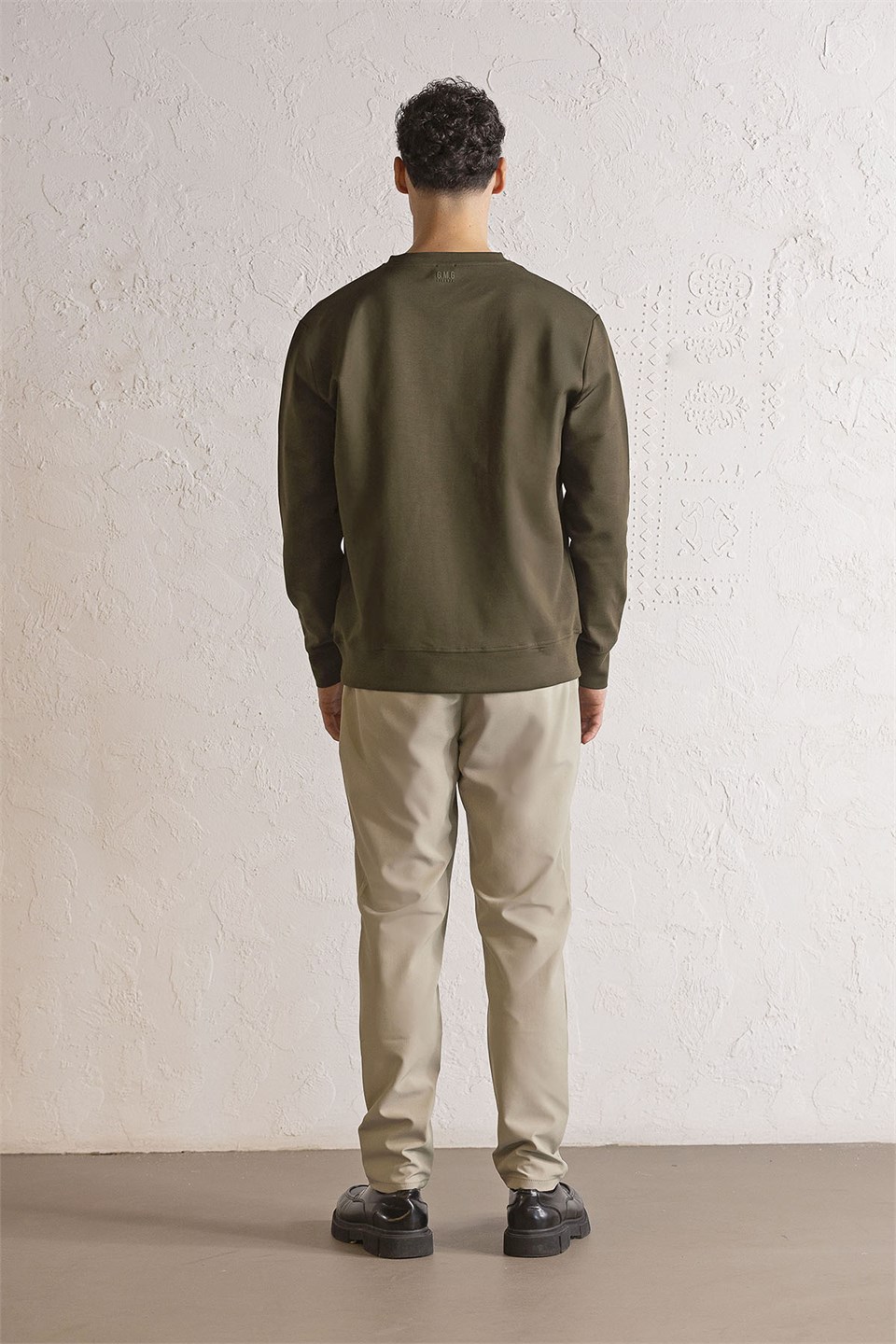 Bisiklet Yaka Kabartma Baskılı Erkek Sweatshirt