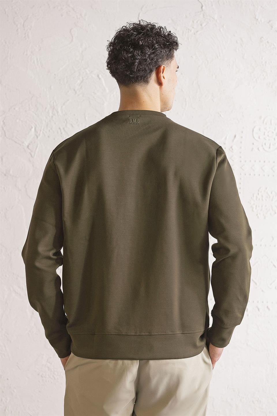 Bisiklet Yaka Kabartma Baskılı Erkek Sweatshirt