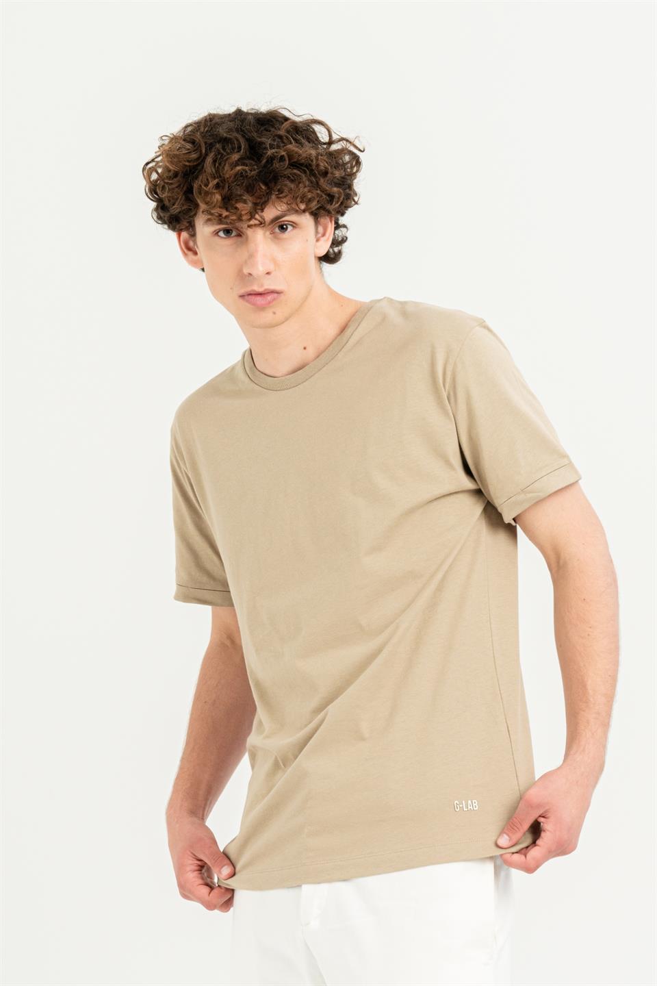 Bisiklet Yaka Kol Ucu Duble %100 Pamuk Slim Fit Erkek T-shirt