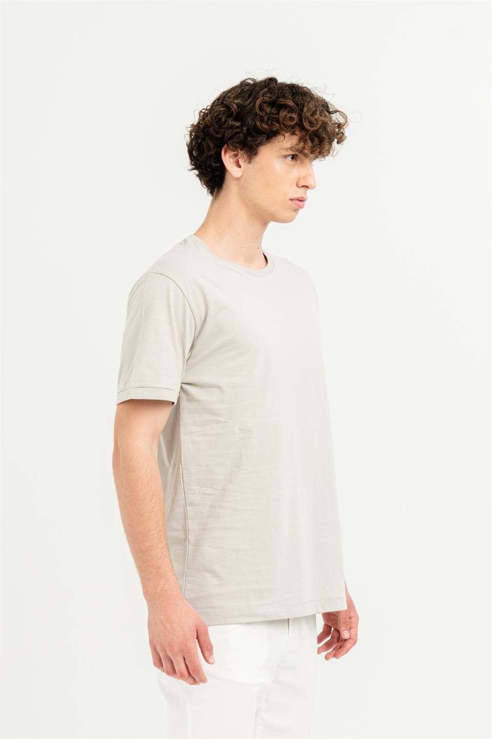 Bisiklet Yaka Kol Ucu Duble %100 Pamuk Slim Fit Erkek T-shirt