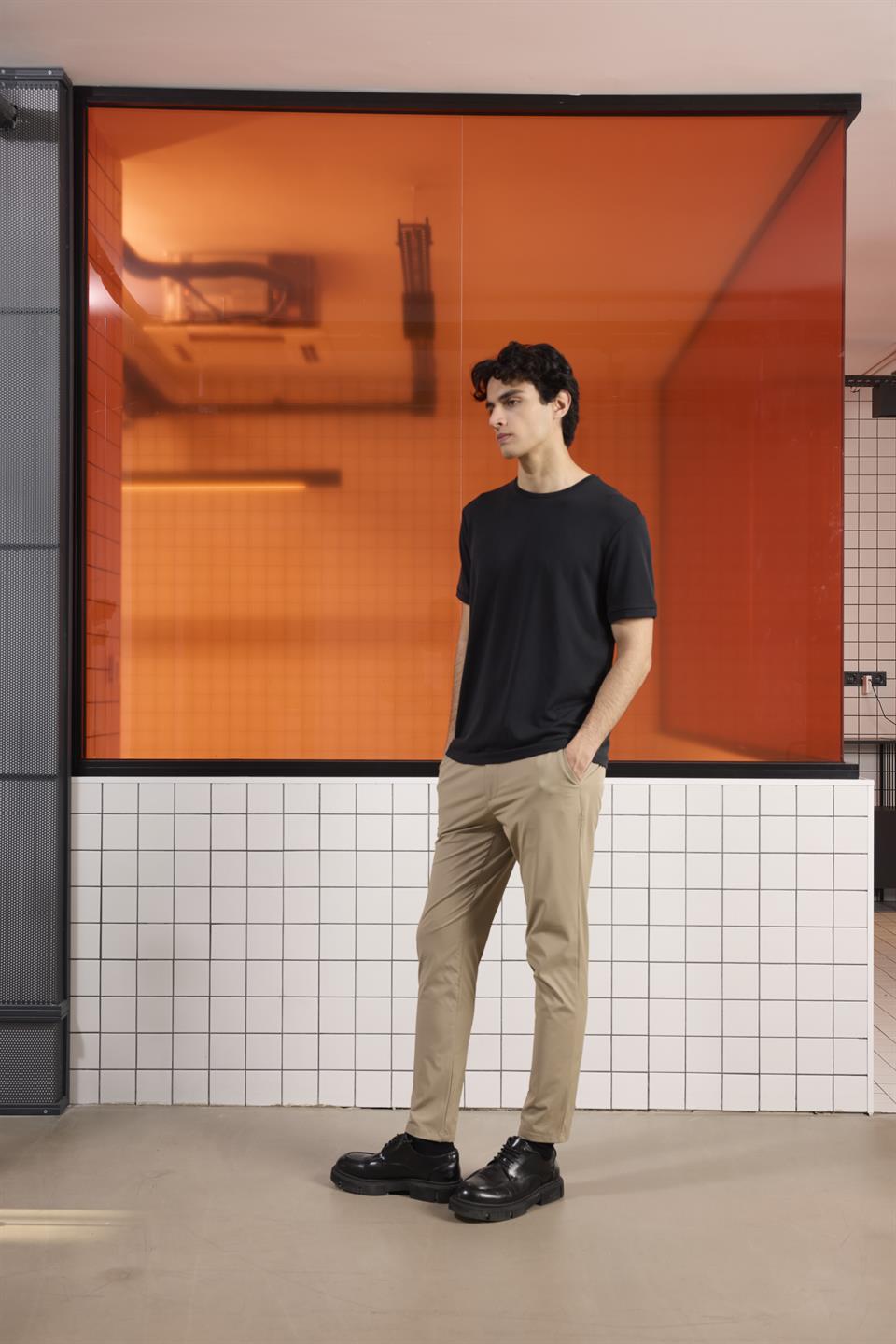 Bisiklet Yaka Kol Ucu Duble Modal Erkek T-shirt