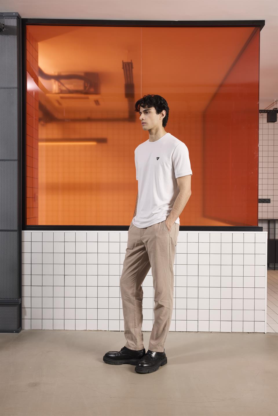 Bisiklet Yaka Kol Ucu Duble Modal Erkek T-shirt