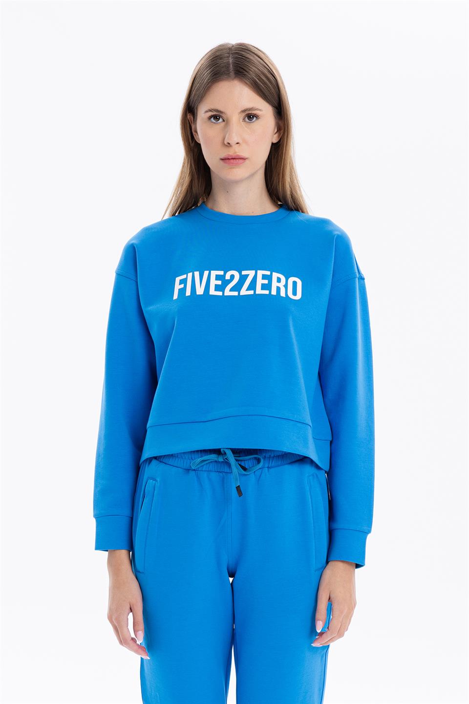 Bisiklet Yaka Numeroloji Baskılı Kadın Sweatshirt