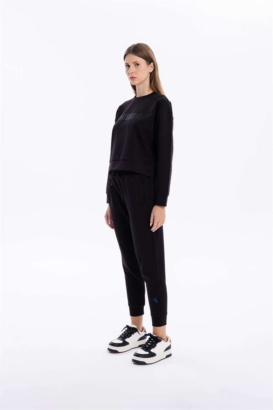 Bisiklet Yaka Numeroloji Baskılı Kadın Sweatshirt
