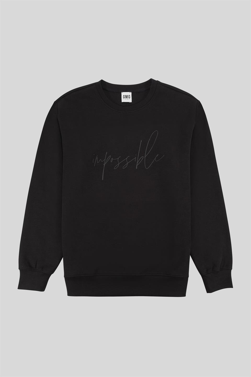 Bisiklet Yaka Ön ve Arkası Tasarım Baskılı Erkek Sweatshirt