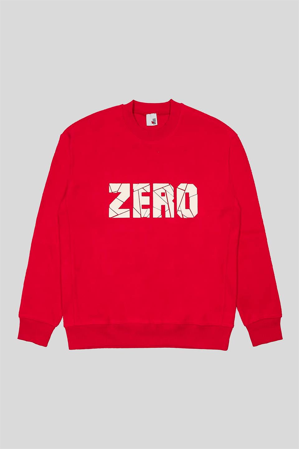 Bisiklet Yaka Önü Baskılı Polar Erkek Sweatshirt