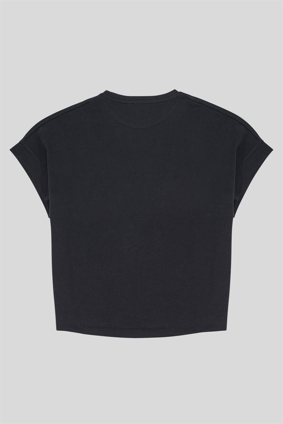 Bisiklet Yaka Önü Varak Baskılı Kadın T-shirt