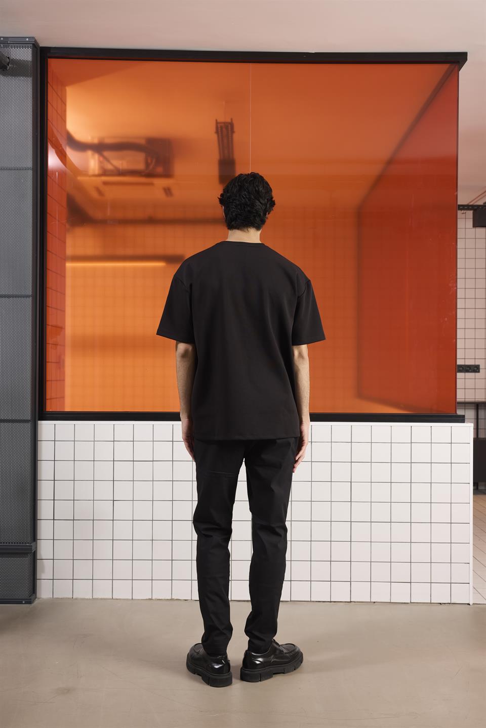 Bisiklet Yaka Rubber Baskılı Erkek T-shirt