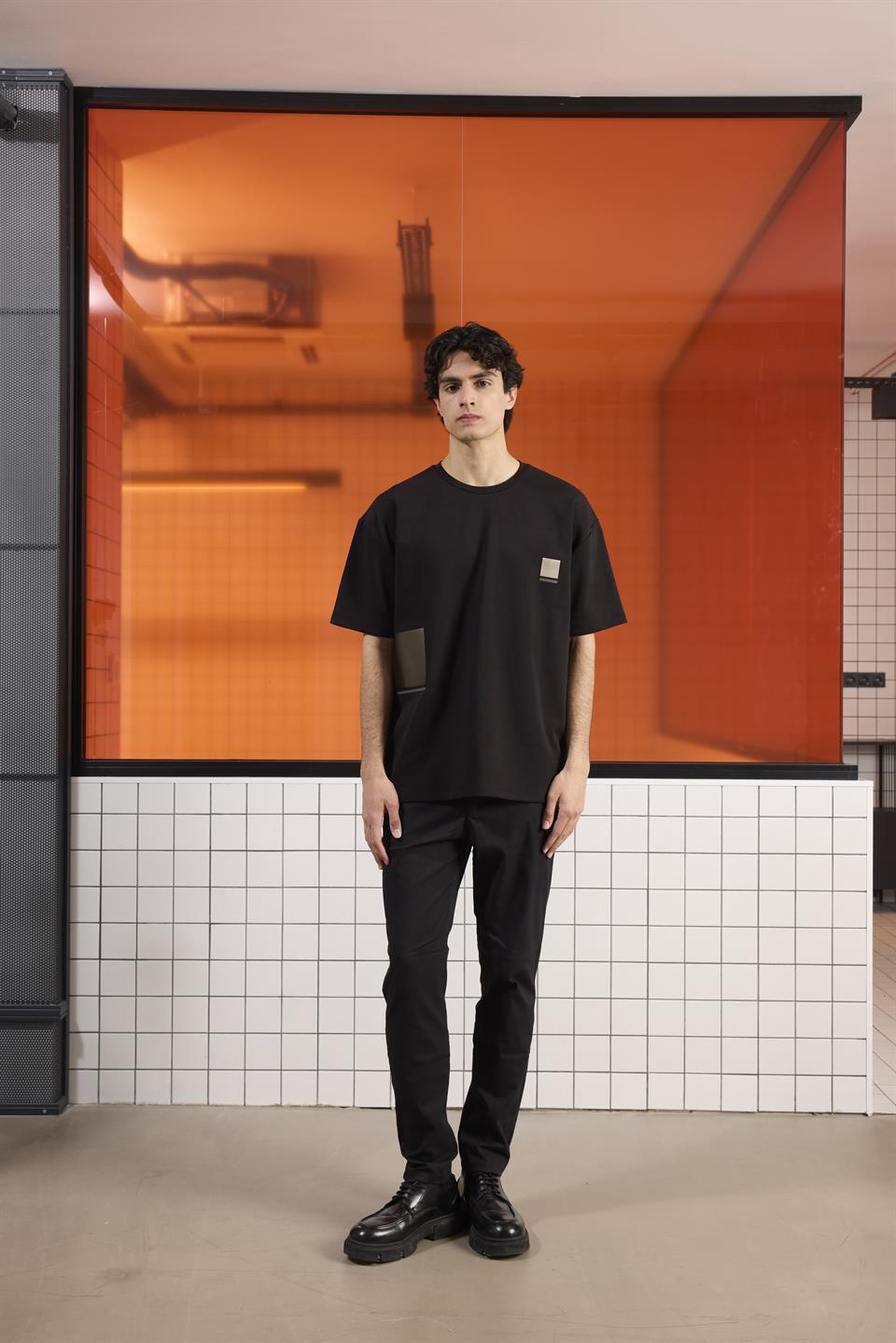 Bisiklet Yaka Rubber Baskılı Erkek T-shirt