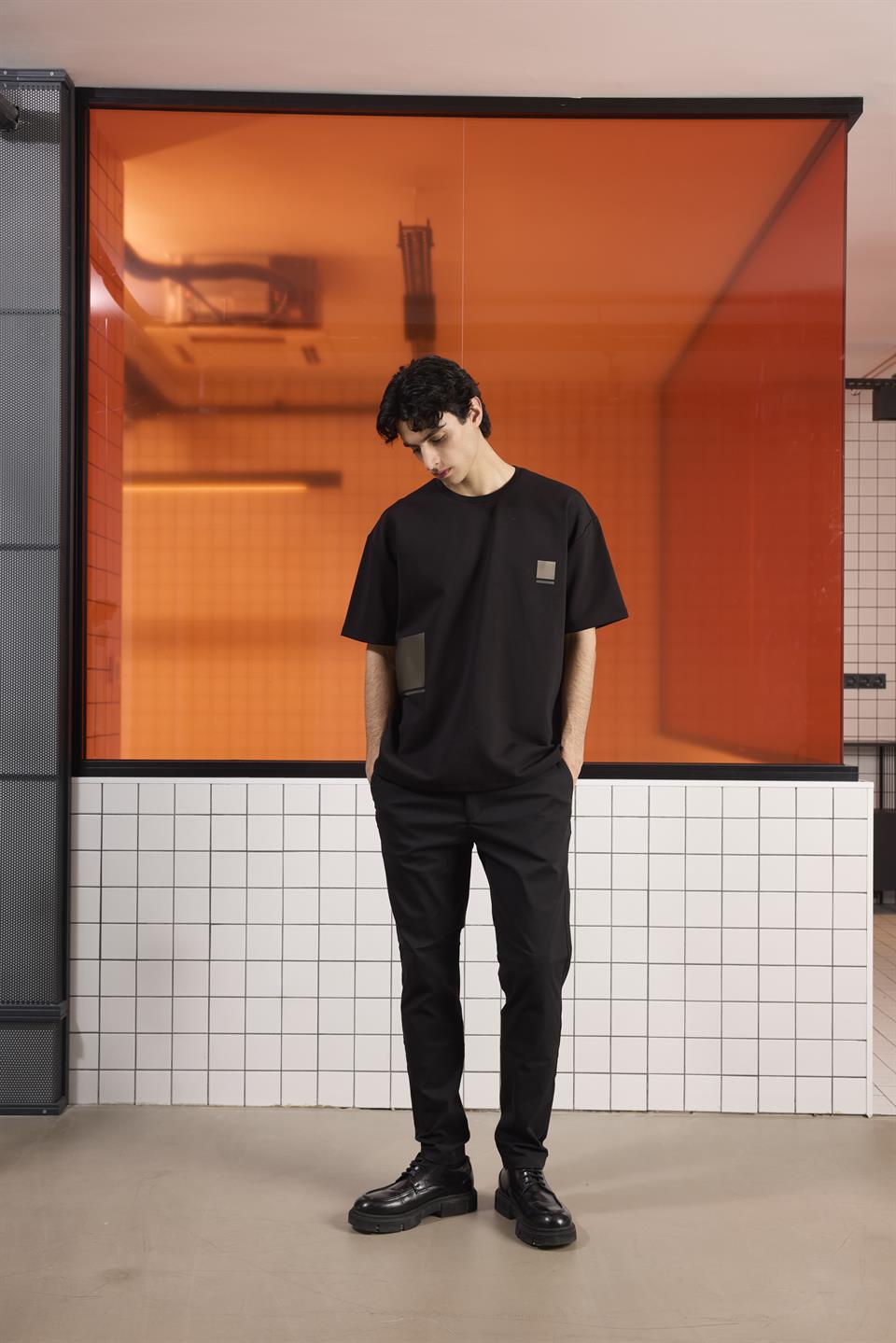 Bisiklet Yaka Rubber Baskılı Erkek T-shirt