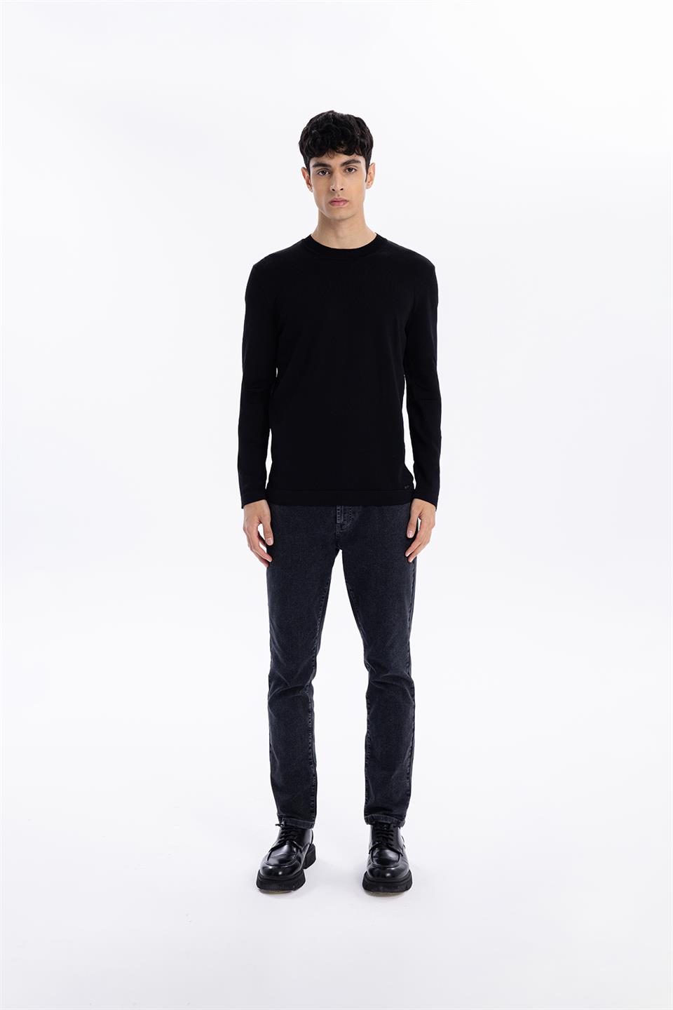 Bisiklet Yaka Slim Fit Basic Erkek Triko Kazak