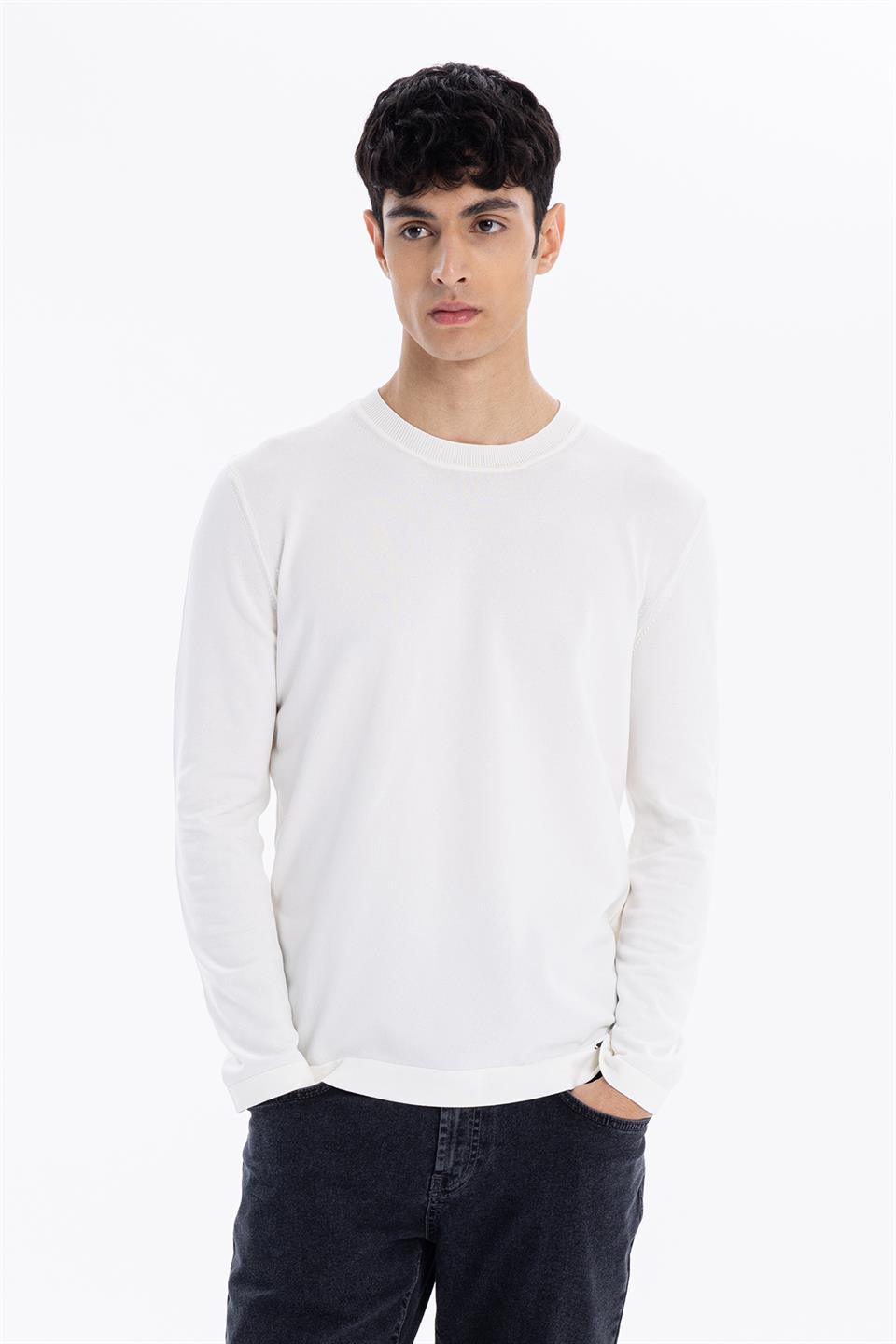 Bisiklet Yaka Slim Fit Basic Erkek Triko Kazak