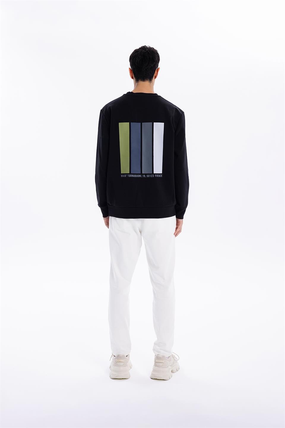 Bisiklet Yaka Slim Fit Baskılı Erkek Sweatshirt
