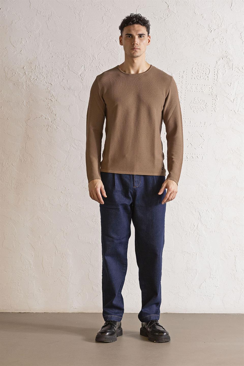 Bisiklet Yaka Slim Fit Erkek Kazak