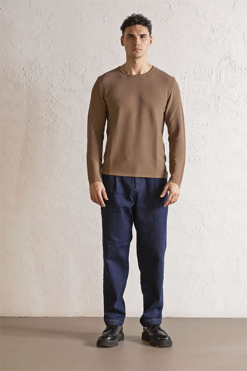 Bisiklet Yaka Slim Fit Erkek Kazak
