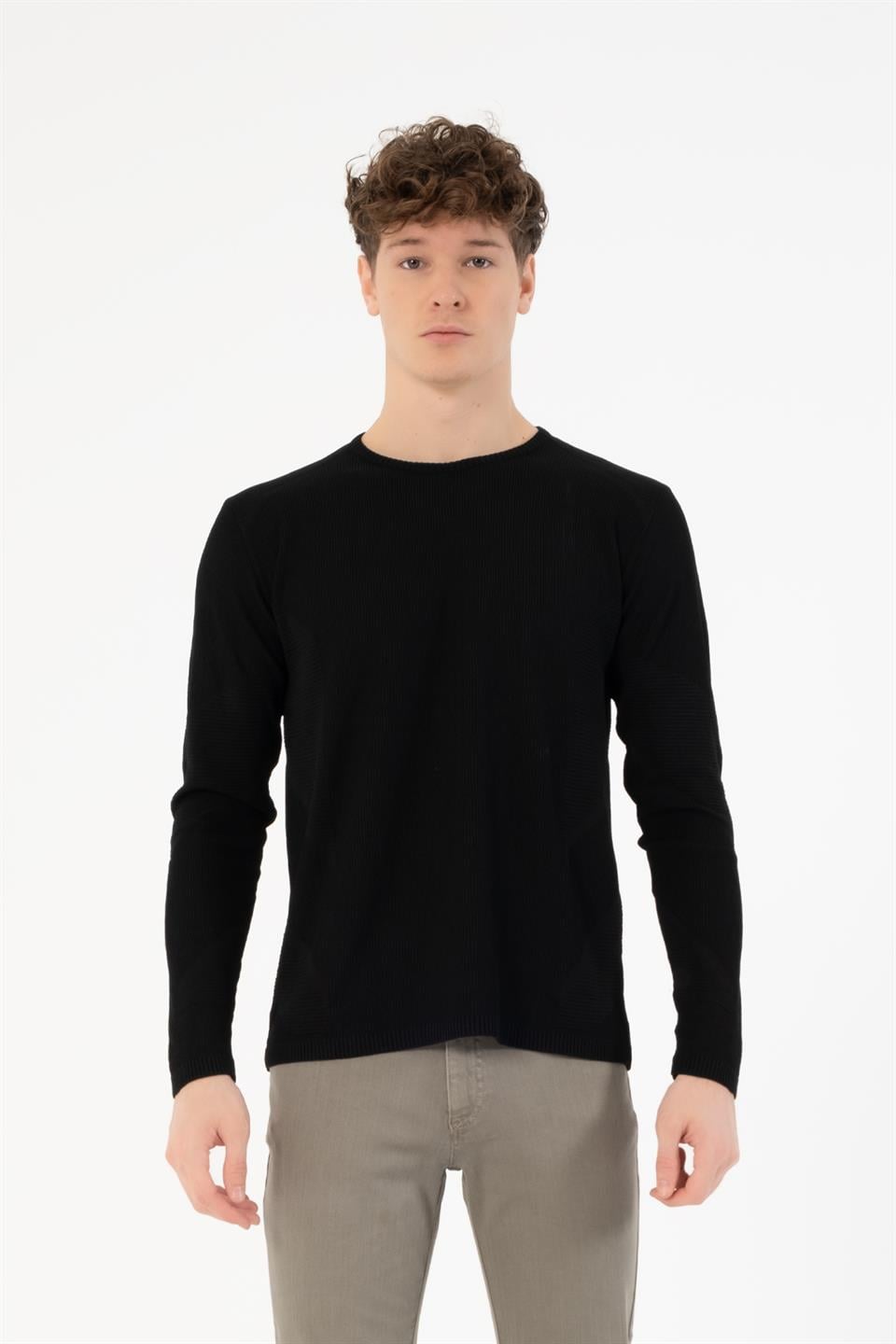Bisiklet Yaka Slim Fit Erkek Kazak