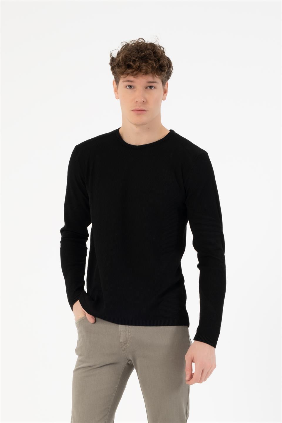 Bisiklet Yaka Slim Fit Erkek Kazak