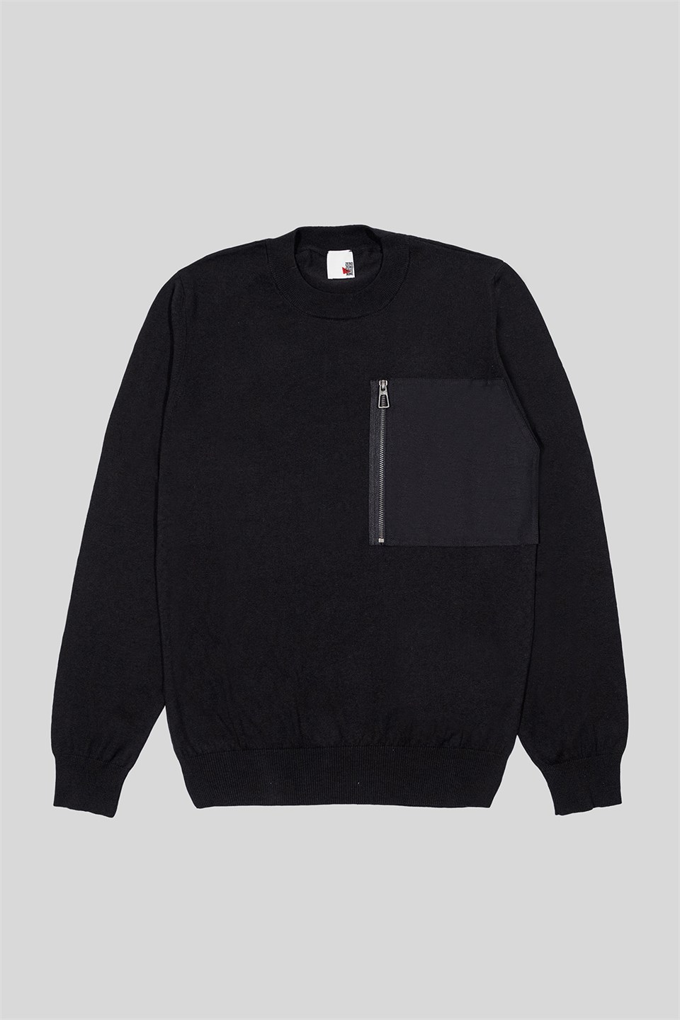 Bisiklet Yaka Slim Fit Fermuar ve Garni Detaylı Erkek Kazak