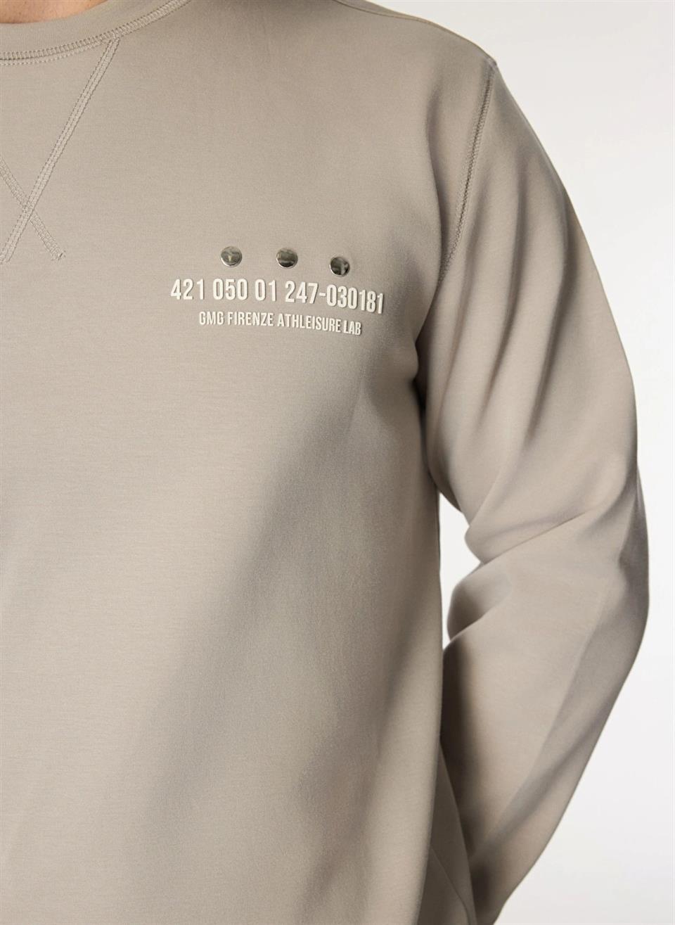 Bisiklet Yaka Sol Göğüs Üzeri Baskılı Erkek Sweatshirt