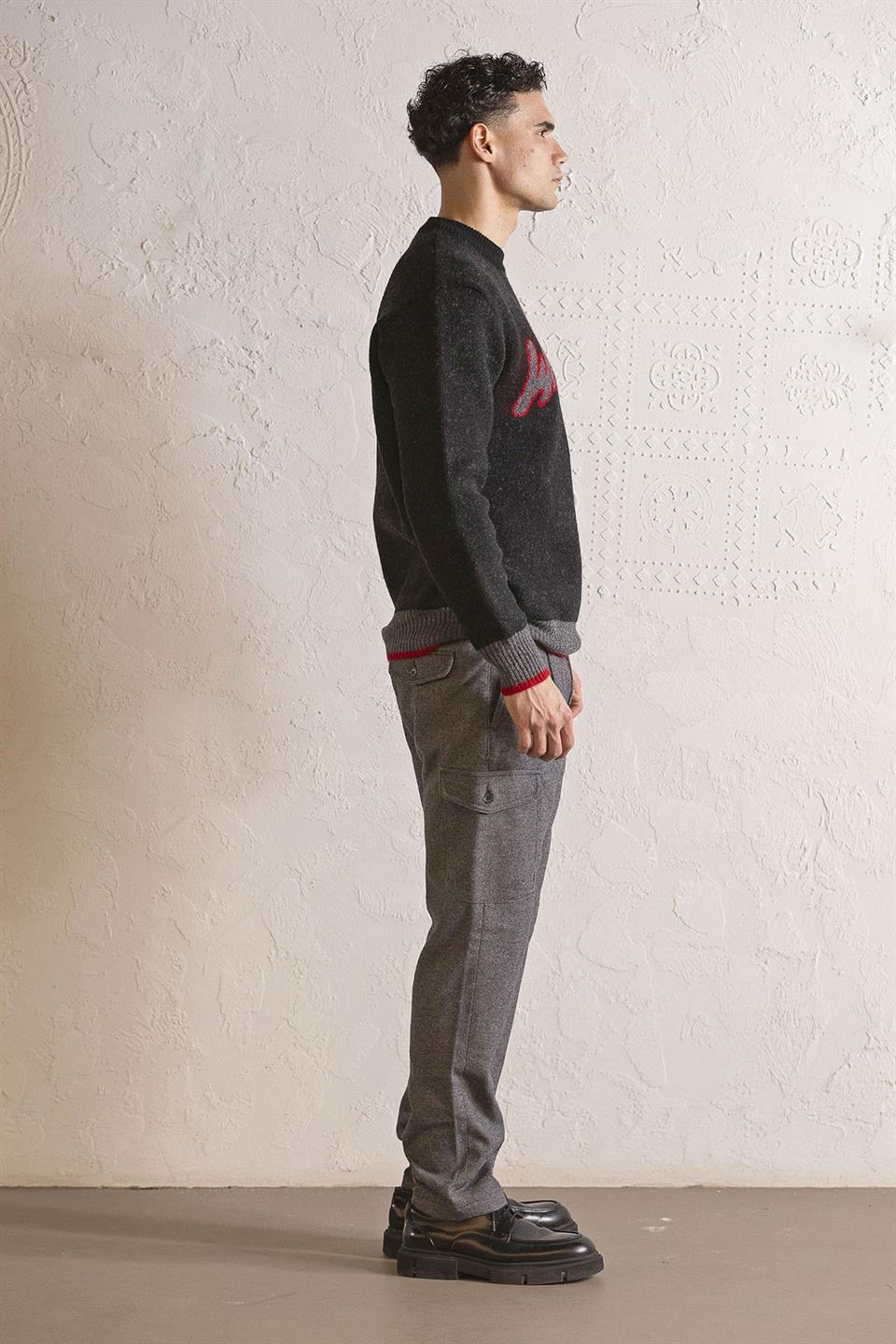 Bisiklet Yaka WHATEVER Tasarımlı Erkek Kazak