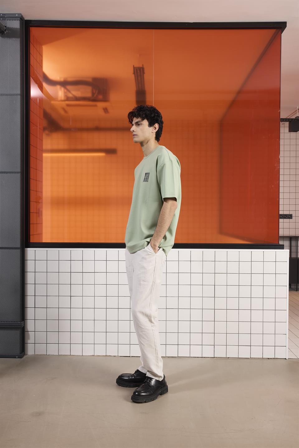 Bisiklet Yaka YEAH Baskılı Erkek T-shirt