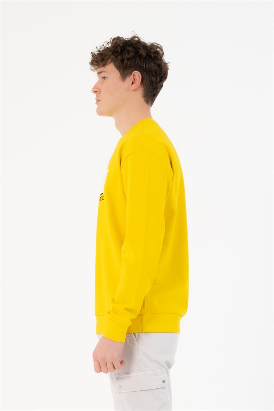 Bisiklet Yaka Zero Baskılı Erkek Sweatshirt