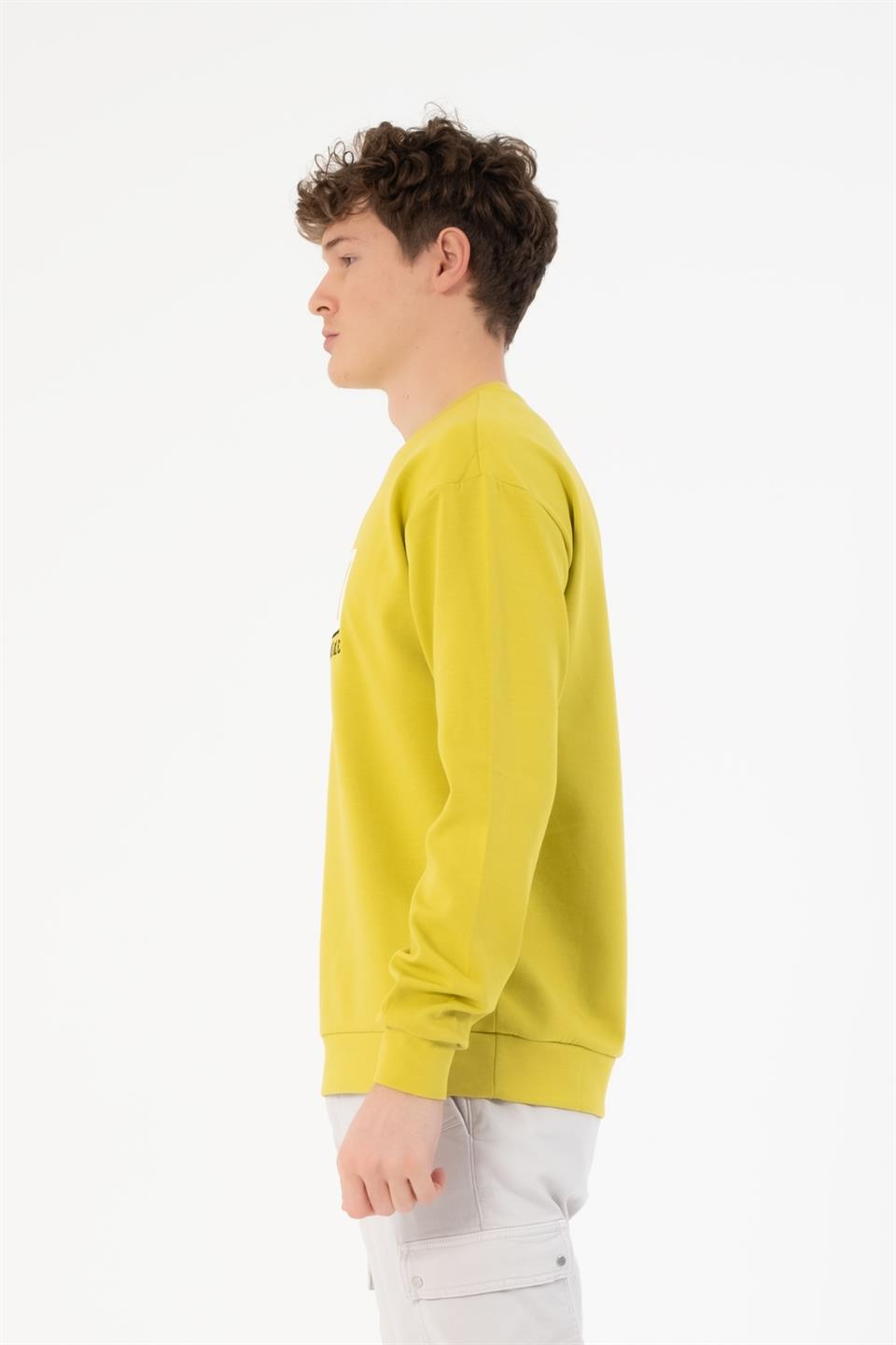 Bisiklet Yaka Zero Baskılı Erkek Sweatshirt