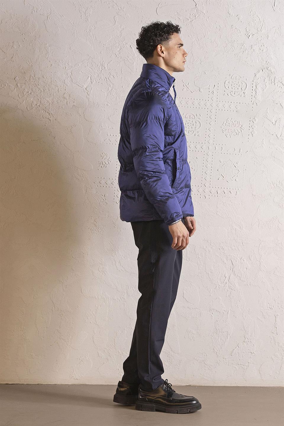 Dik Yaka Çift Taraflı Basic Erkek Mont