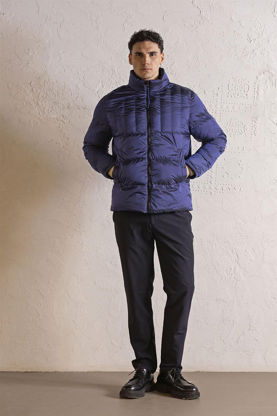 Dik Yaka Çift Taraflı Basic Erkek Mont