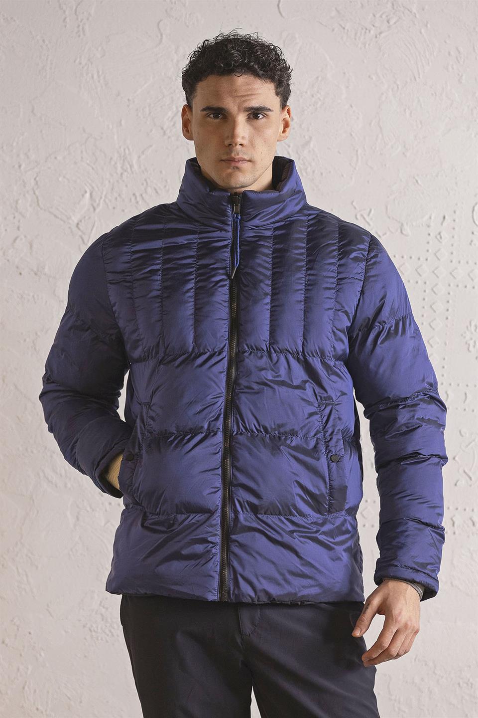 Dik Yaka Çift Taraflı Basic Erkek Mont