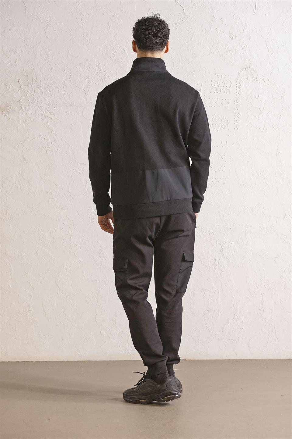 Dik Yaka Garni Detaylı Erkek Sweatshirt