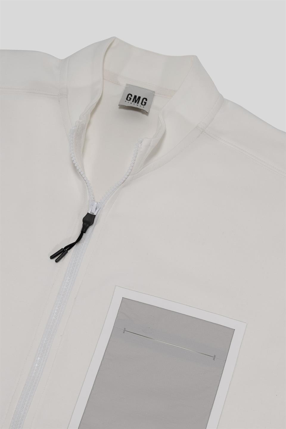 Fermuar Detaylı Bomber Yaka Flexi Baskılı Erkek T-shirt